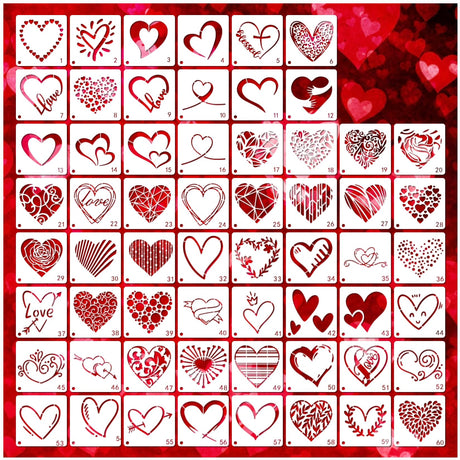 Small Heart Stencils for Painting on Wood Stone Reusable Love Stencils for Adults on Wood Fabric Rock Card Art Paint Wall Furniture Home Decor yhslmh