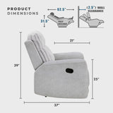 Lexicon Modern Recliner Chair for Living Room, Manual Wall Hugger Textured Microfiber Reclining Chair, Plush Corduroy Channel Seat Back, Manual Recliner, Light Gray Lexicon