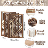 CHDITB Boho Geometric Wood Wall Art(Set of 3, 16"x24"), Large Modern Wooden Panel Hollow Line Art Decor, Rustic Abstract Minimalist Wall Hanging Artwork for Bedroom Living Room Office CHDITB