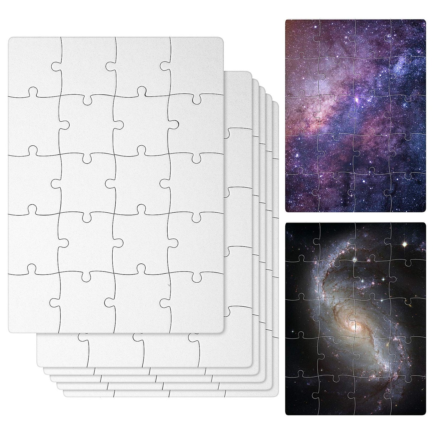 6 Sets Sublimation Blanks Puzzles White Jigsaw Puzzle Blank Puzzles DIY Blank Puzzle for Sublimation Transfer Thermal Transfer Heat Press Printing Crafts (A5-20 Style)