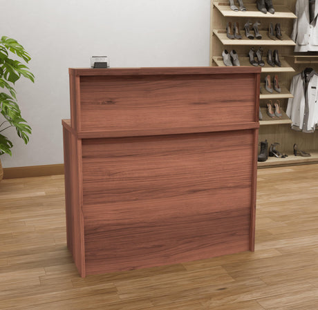 UGOS Mono Walnut Modern Reception Desk w/Transaction Counter | Laminate Desktop | Multifunctional Standing Front Desk for Home, Office, Salon, Spas, and Lobby (40 inch (100 cm)) UGOS