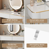 KDCAS Modern Vanity Desk with Mirror and Lights, 39" White and Gold Makeup Vanity Table with 2 Storage Drawers, Stylish Gold Dressing Table for Small Spaces & Bedroom KDCAS
