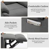Korser Recliner Chair, Small Recliners for Small Spaces, Upholstered Manual Recliner with Side Pockets, Comfy Corduroy Chairs for Living Room, Bedroom, Reading, Grey Korser