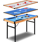 SereneLife 4 in 1 Multi Game Table, 4’x2’ Folding Portable Sports Arcade Games with Accessories, Ping Pong, Air Hockey, Pool Billiards, and Shuffleboard, for Indoor, Outdoor, All Ages SereneLife
