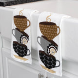 T-fal Textiles Double Sided Print Woven Cotton Kitchen Dish Towel Set, 2-pack, 16" x 26", Coffee Cups Print T-Fal
