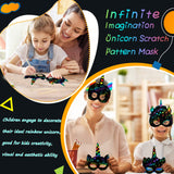 30 Pcs Unicorn Scratch Mask Rainbow Paper Art Mask, Wooden Stylus and Elastic Bands Scratchboard Party Dress up Costumes for Unicorn Party Supplies Sabary