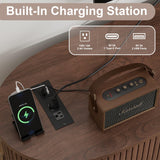 69" Mid Century Modern TV Stand with Charging Station, Farmhouse Curved Round Edge TV and Media Console Table with Drawer and Shelf, Fluted Entertainment Center for Living Room, Bedroom, Walnut Alohappy