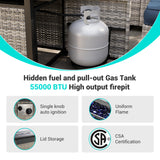 Muphyers 13-Piece Outdoor Patio Furniture Set with Rocking Swivel Chair, PE Wicker Rattan Sectional Sofa Patio Conversation Set with 55,000 BTU Fire Pit Table & Coffee Table, Navy Blue Muphyers