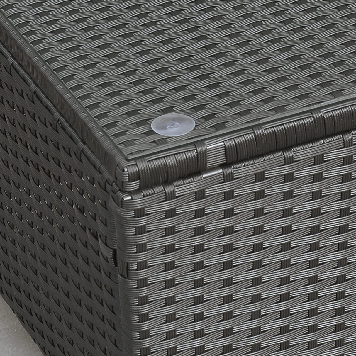 Outsunny Patio Furniture, Wicker Coffee Table, Hand-Woven PE Rattan Side Table with a Tempered Glass Top, 33.5" x 19.75", Black Outsunny