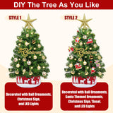 Grandeal 24" /2FT Mini Christmas Tree with Lights Timer 30 LEDs & 34 Ornaments, Small Tabletop Christmas Trees Artificial Christmas Decorations for Indoor Desk Room Office Home Decor Xmas Grandeal