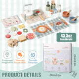 Pithfor Wooden Play Cooking Set, Pretend Play Kitchen Accessories Toys Set for Kids Toddlers, Including Play Dishes, Pot and Pan, Utensils, Gifts for 3 4 5 Years Old Girls Boys Pithfor