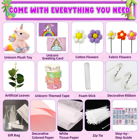 YOFUN Unicorns Gifts for Girls - Create Your Own Unicorn Flower Bouquet Craft Kit, DIY Toys for Girls Ages 6-12, Graduation & Birthday Gift Ideas for Daughter, Niece, Granddaughter (Unicorn) Y YOFUN