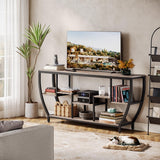 Tribesigns TV Stand for Televisions up to 80 Inches, 70.9 Inches Entertainment Center with Storage Shelves, Wood TV Media Console Table Unit for Living Room, Bedroom, Grey Tribesigns