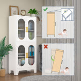 GAIOUS White Metal Storage Cabinet, Kitchen Pantry Cabinet with Acrylic Glass Doors and Adjustable Shelves, Pantry Storage Cabinet for Kitchen, Living Room, Office and Study GAIOUS