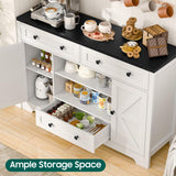 Vabches Farmhouse Sideboard Buffet Cabinet, Kitchen Storage Cabinet with 3 Large Drawers and 2 Doors Wood Rustic Sideboard Buffet Cabinet for Kitchen, Living Room, White Vabches