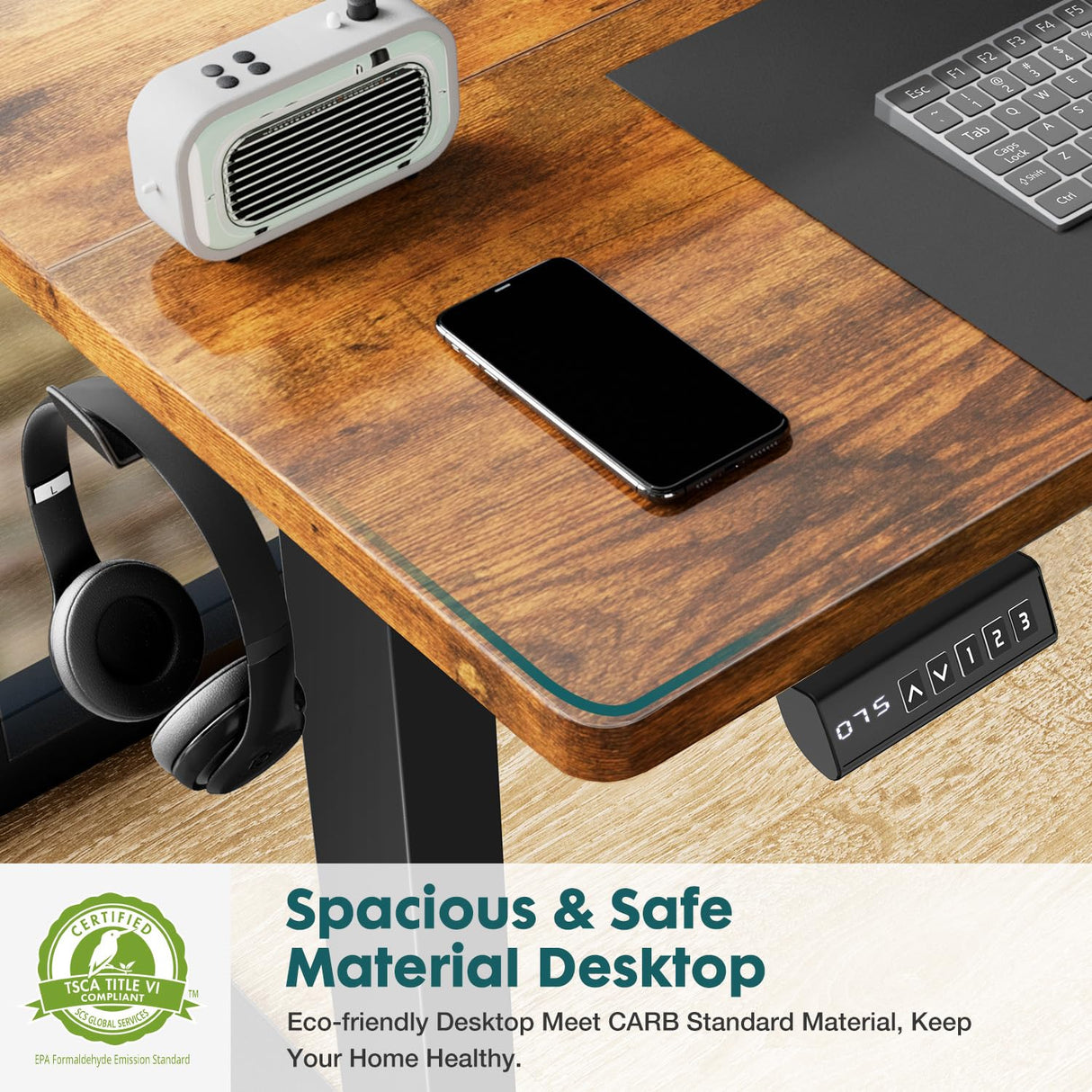 Klwenas Maec 63 x 24 Inch Electric Standing Desk with Adjustable Height & 3 Memory Presets, Ergonomic Sit-Stand Desk, Computer Table for Home Office or Gaming Workstation (Brown) Klwenas Maec