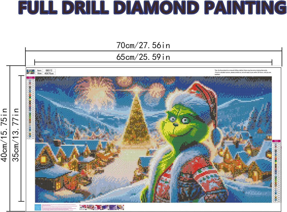 Apcufir Christmas Diamond Art Kits for Adults,Large Size Diamond Painting Kits Full Round Drills,Christmas Scenes and Fireworks Picture Crystal Rhinestone for Home Wall 28X16 inch Apcufir