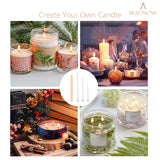 BEADNOVA Candle Wicks Set 150 Pcs Candle String Cotton Wicks with 50 Pcs Wooden Holders Centering Device for Making Supplies DIY (4, 6, 8 Inch) BEADNOVA