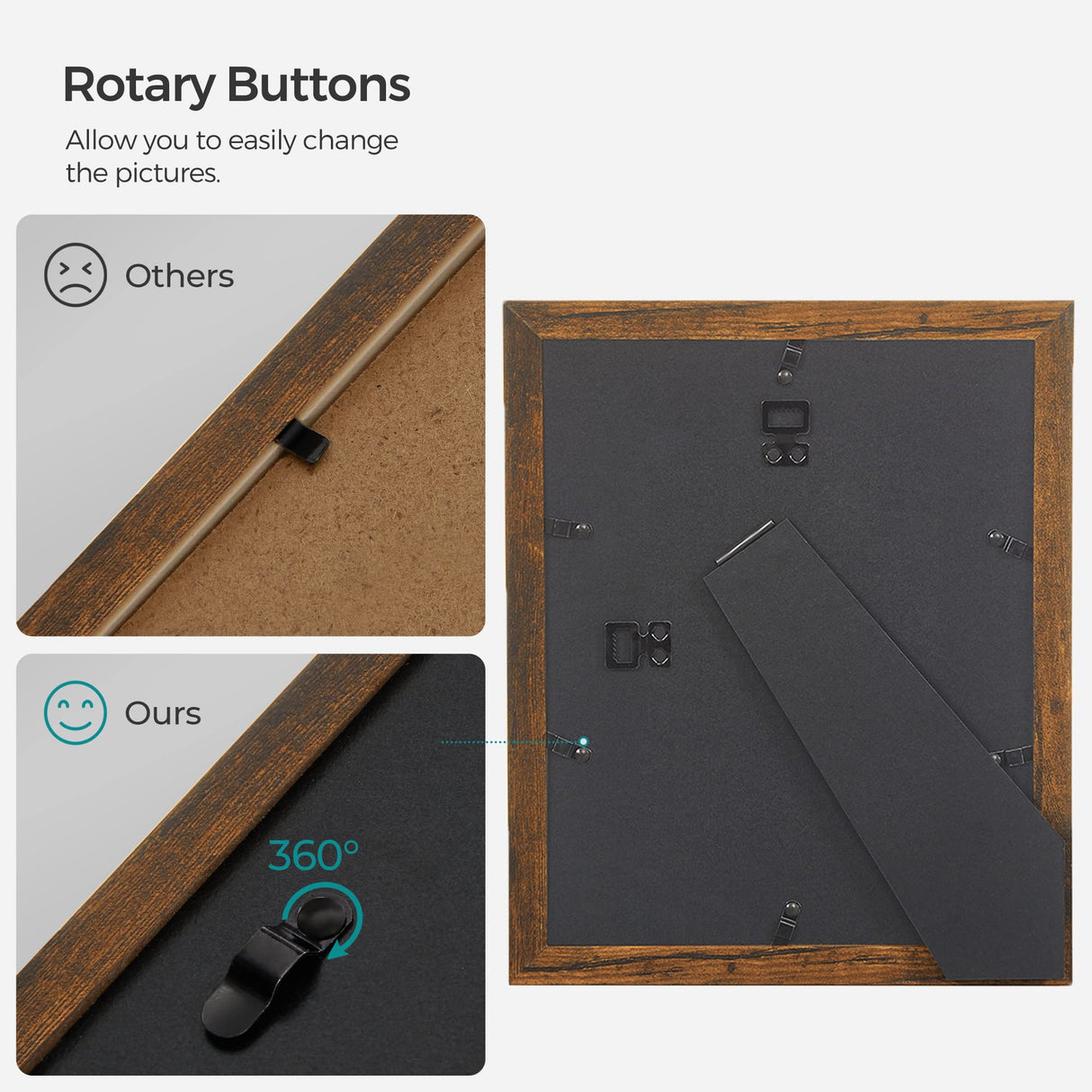 SONGMICS Picture Frames, Collage Picture Frames Set of 10, Two 8x10, Four 5x7, Four 4x6, Photo Frame for Wall Gallery Decor, Table Display, Glass, Rustic Brown SONGMICS