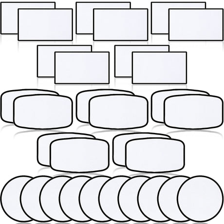 30 Pieces Sublimation Patches Fabric Iron-on Blank Patches 3 Shapes Repair Patches Sublimation Blank Hat Patch for DIY Crafts, Caps Clothes Shoes Bags Backpacks Uniforms (Black Frame) Waydress