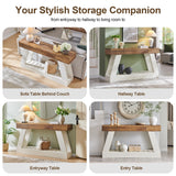 OKD 60" Farmhouse Entryway Table with Drawer, Console Table Behind Sofa, Narrow Long Entryway for Hallway, Living Room, Hallway, Behind Couch(Antique White) OKD