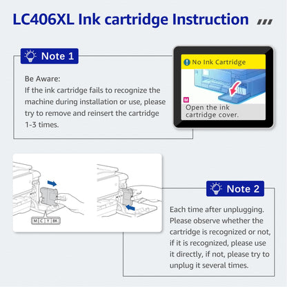 CMYBabee Compatible LC406XL Ink Cartridges for Brother Printer for Brother LC406 LC406XL Ink Cartridges Work with Brother MFC-J4335DW MFC-J4535DW MFC-J5855DW MFC-J6955DW MFC-J6555DW Printer, 4 Pack