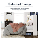 Allewie Queen Size Velvet Bed Frame/Vertical Channel Tufted Wingback Headboard/Upholstered Platform Bed/Strong Wooden Slats/No Box Spring Needed/Easy Assembly/White Allewie