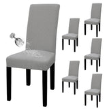 Easy-Going 100% Waterproof Dining Room Chair Cover Set of 6, Stretch Jacquard Parson Chair Slipcover Removable Washable Chair Protector for Home, Restaurant, Banquet (Large, Light Gray) Easy-Going