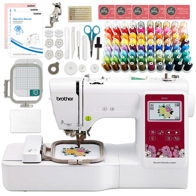 Brother PE545 4" x 4" Embroidery Machine with Accessories Kit and Deluxe 80 Embroidery Spool Bundle