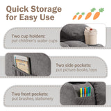 BOSMILLER Kids Recliner Chair， Push Back Toddler Recliner with Cup Holders & Side Pockets， Adjustable Footrest & Headrest Kids Sofa for Boys Girls 3+ Age Group (Light Brown) BOSMILLER