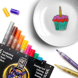 Art Owl Acrylic Glitter Paint Marker Pens, Medium Pens for Rock Painting, Stone, Ceramic, Glass, Wood, Fabric, Card Making, Canvas, DIY Crafts - Set of 12 Sparkle Paint Markers Art Owl