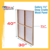 U.S. Art Supply Unfinished Cradled Wood Panels for Painting, 2 Pack of 30x40 inch - Gallery Birch Wooden Canvas Boards 1-1/2" Deep - Mixed-Media Craft, Acrylic, Oil, Encaustic, Paint Pouring U.S. Art Supply