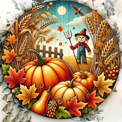 Fall Farm Pumpkin Scarecrow Diamond Art Kits for Adults, 5D Diamond Painting Kits for Adults Beginners, DIY Full Round Drill Diamond Dot Painting Gem Art Kits for Adult, Home Wall Decor 13.8x13.8 Inch