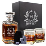 The Wedding Party Store, Personalized Whiskey Decanter and Glasses Set - Custom Monogrammed with Cavalier Design The Wedding Party Store