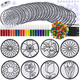 Winlyn 24 Set Spring Flower Suncatchers Ornaments Decorations DIY Window Paint Art Kit for Kids Classroom Activities Party Favors Winlyn