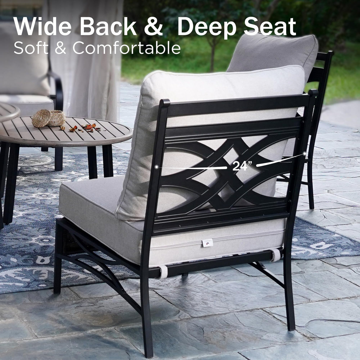 PHI VILLA Outdoor Patio Furniture Set 10 Piece, Half-Moon Sectional Patio Conversation Sets for 8 Persons with 2 Round Table for Garden, Poolside, Balcony, Backyard PHI VILLA