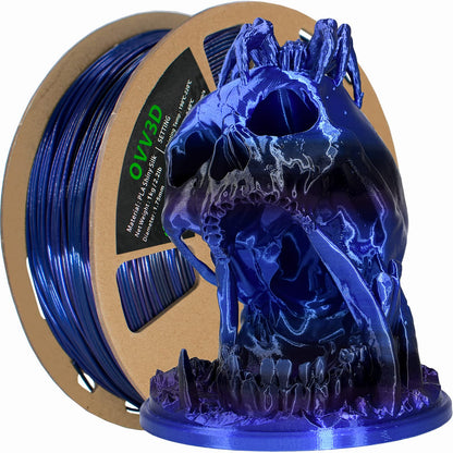 3D Printer Filament, PLA Filament 1.75mm, Silk Black Blue Color Changing, Silk PLA Filament, 3D Printing Filament 1.75 +/-0.02mm, 1kg - WoodArtSupply