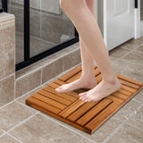 Utoplike Teak Wood Bath Mat, Wooden Shower Mat for Bathroom, 24 x 16 inch Non Slip Wood Floor Sturdy Mat for Inside Shower Luxury Spa Home or Outdoor Utoplike