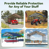 GRAVFORCE 12x20 FT Metal Carport, Heavy Duty Carports Canopy with Galvanized Steel Frame and Roof, Outdoor Garage Car Shed for Pickup, Boat, Cars and Tractors GRAVFORCE