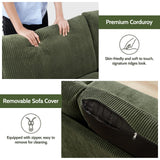 WEUP 68" Loveseat Sofa Green Corduroy Couch, Mid Century Modern Love Seat Couches for Living Room, Small Loveseat for Bedroom Office, Comfy Sofa with Spring Cushion, Solid Wood, Tool-Free Assembly WEUP