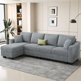 Belffin Sectional Couch with L-Shape Chaise L Shaped Couch with Ottoman Sectional Couches for Living Room Corduroy (Light Grey, L Shaped) Belffin