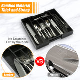 Bellsal Black Silverware Organizer Kitchen Drawer Organizer Expandable Bamboo Utensil Holder Cutlery Tray for Kitchen Utensil and Flatware Bedroom Office Bellsal