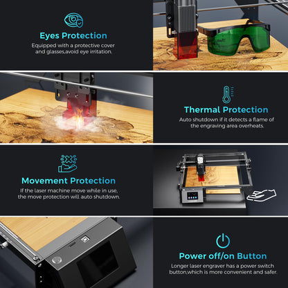 LONGER Laser Engraver Ray5 10W, 60W DIY Laser Cutter and Laser Engraving Machine with 3.5" Touch Screen,0.06mm Laser Spot 10000mm/min, Offline Usage CNC Laser Engravers for Wood Metal Acrylic - WoodArtSupply