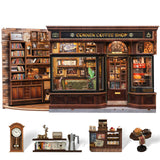CUTEBEE Book Nook Kit - DIY Miniature House Coffee Shop Dollhouse Kit for Adults and Teens, Booknook Tiny House Bookshelf Decor 3D Wooden Puzzle, Gifts for Family, Friends (Corner Coffee Shop) CUTEBEE