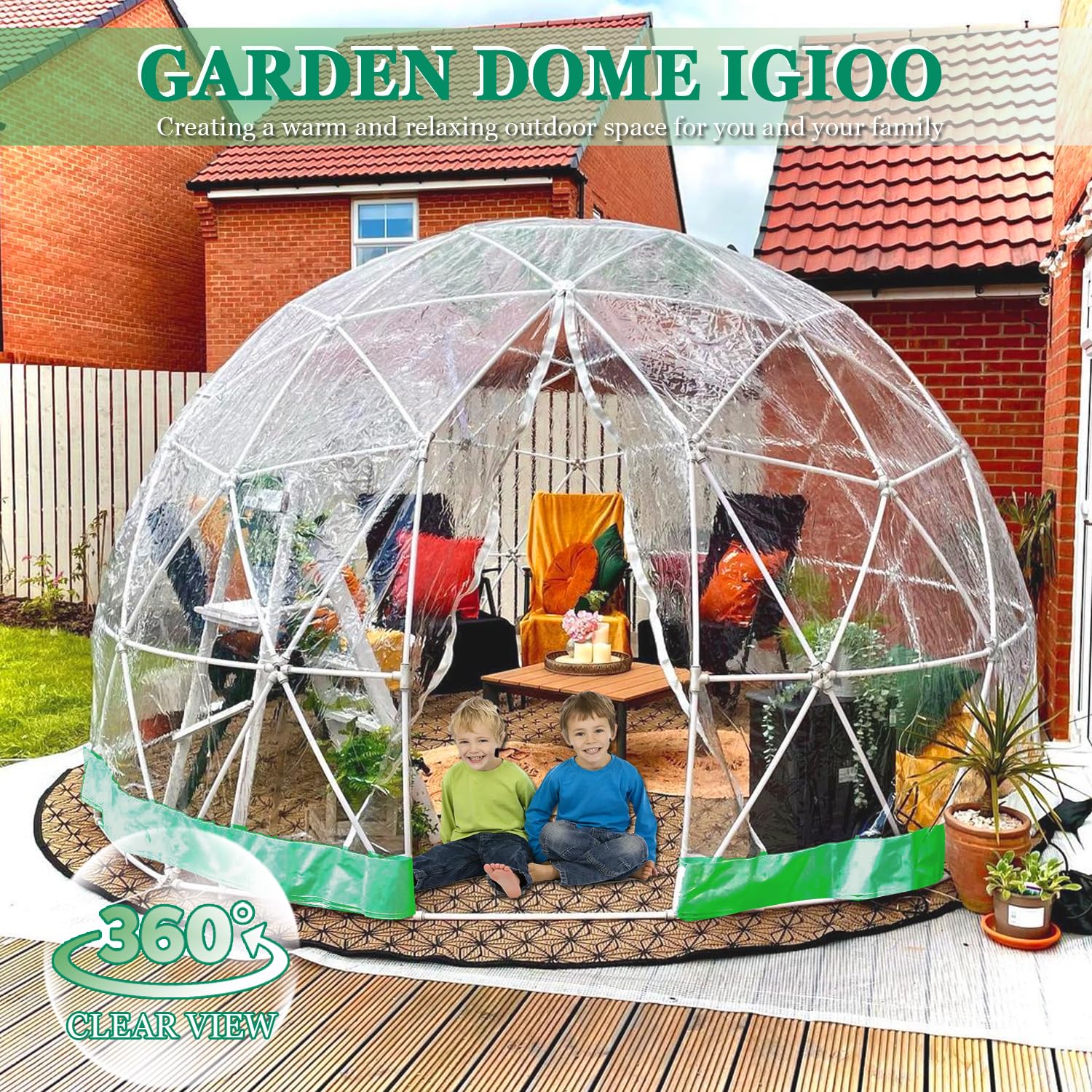 LVAOSTT Garden Dome Igloo Bubble Tent 12FT Clear Tent Outdoor for Garden Weather Proof Pod Camping Patio Igloo Tent for Backyard Canopy Gazebos Screen House Room Lean to Greenhouse WoodArtSupply