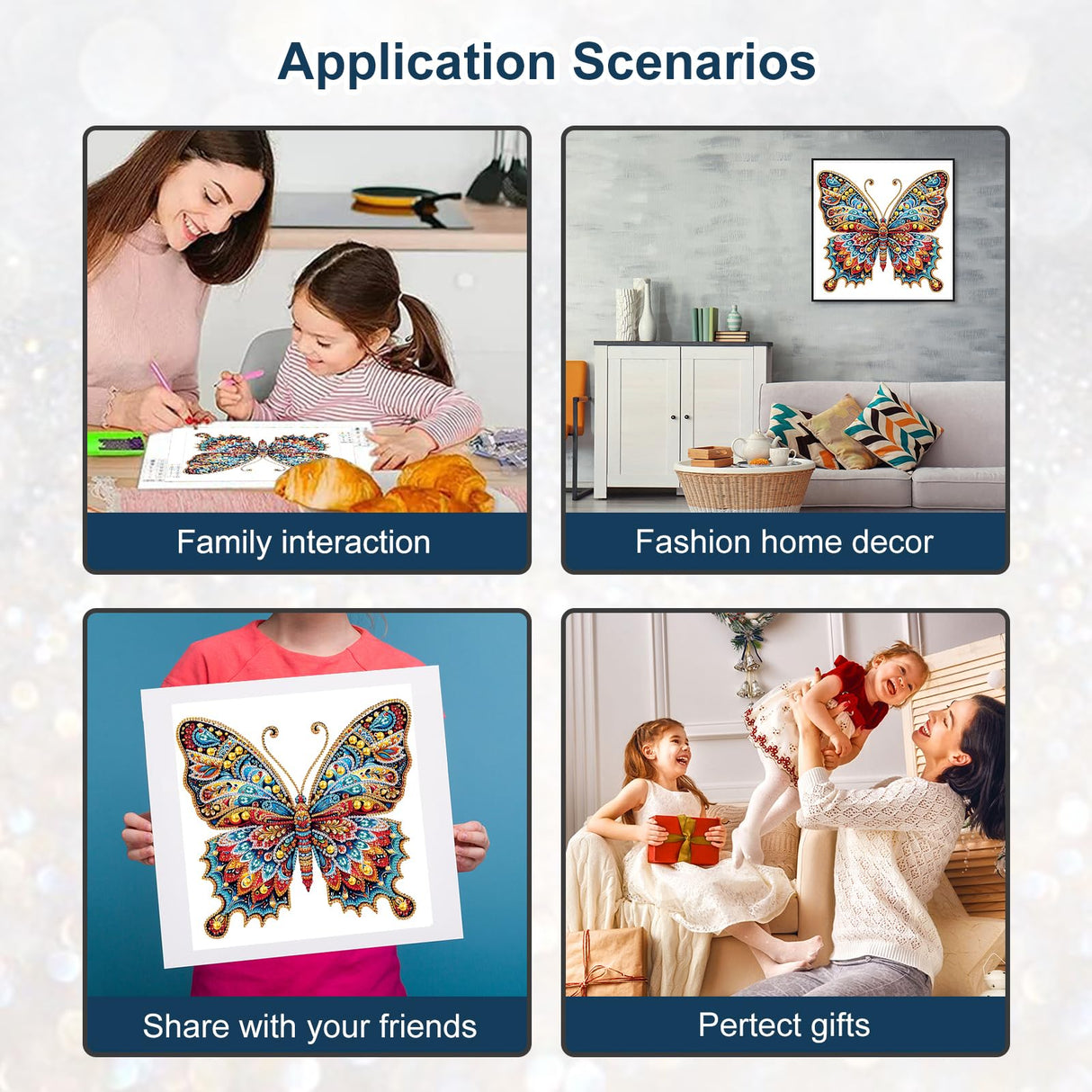 Stalente Diamond Painting Kits for Adults, 5D Special Shape Diamond Art Kits for Beginners, Crystal Rhinestones Diamond Painting for Home Wall Decoration Gift 12×12inch, Butterfly Stalente