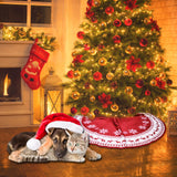 Christmas Tree Skirt 48 inch Large Tree Skirt Snowflake Reindeer Red Xmas Tree Skirt Rustic Christmas Tree Mat Decorations for Winter New Year Holiday Party Decor Indoor Outdoor JXOUYDAD