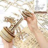 ROBOTIME 3D Wooden Puzzles for Adults DIY Musical Box Model Kit to Build Self-Assembly Building Kit Airplane-Control Tower ROBOTIME