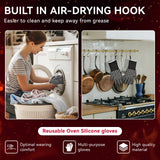 HandLove BBQ Gloves - Heat Resistant Grilling, Oven Gloves for Culinary Experts - Extreme Fireproof Protection, Silicone Grip, Long Cuff Mitts - Kitchen & Outdoor Barbecue, Cooking, Baking, Black, L HandLove