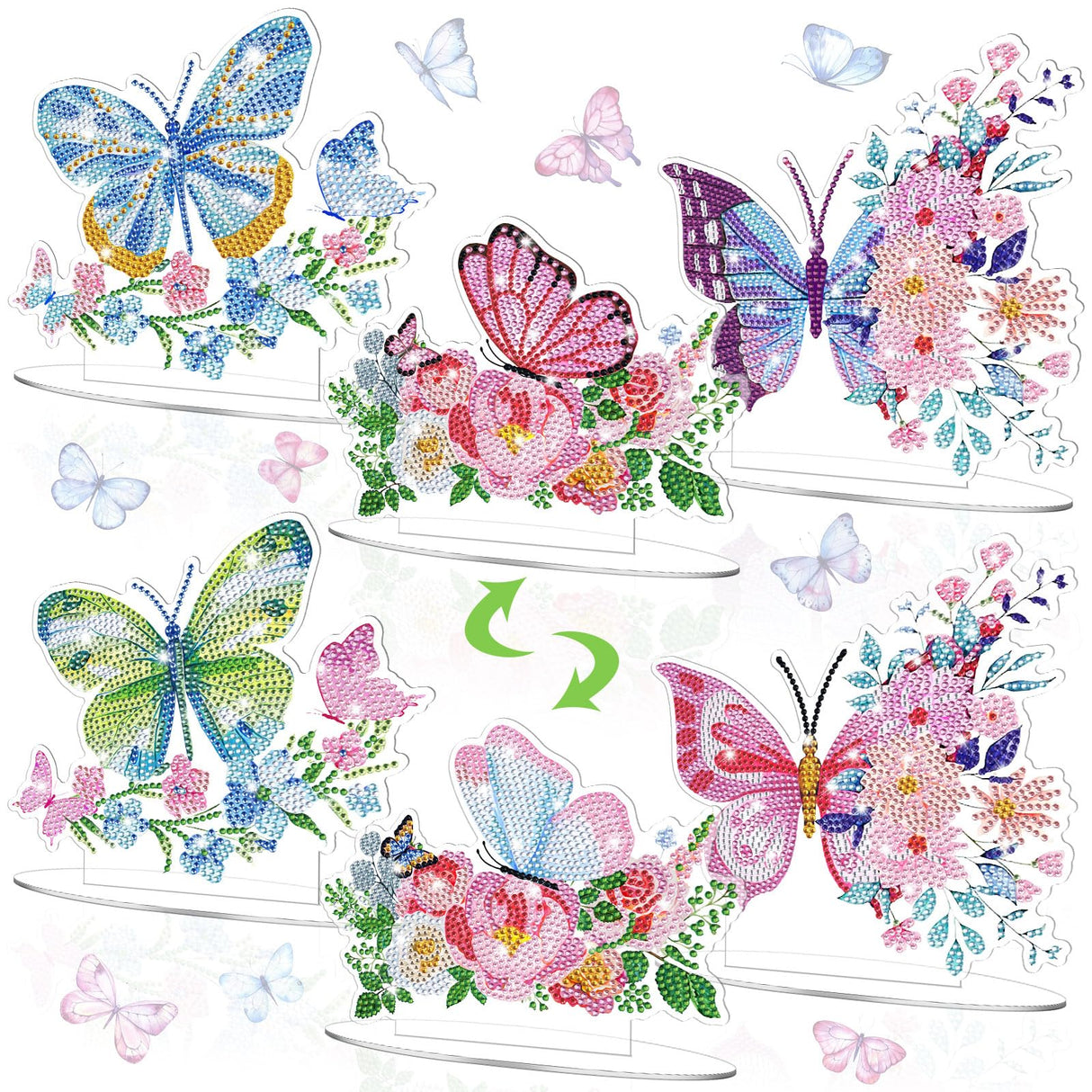 Janlaugh 3 Pcs Diamond Painting Butterfly Desktop Ornaments DIY Centerpieces for Tables 5d Double Sided Table Top Kits for Spring Summer Decor Janlaugh